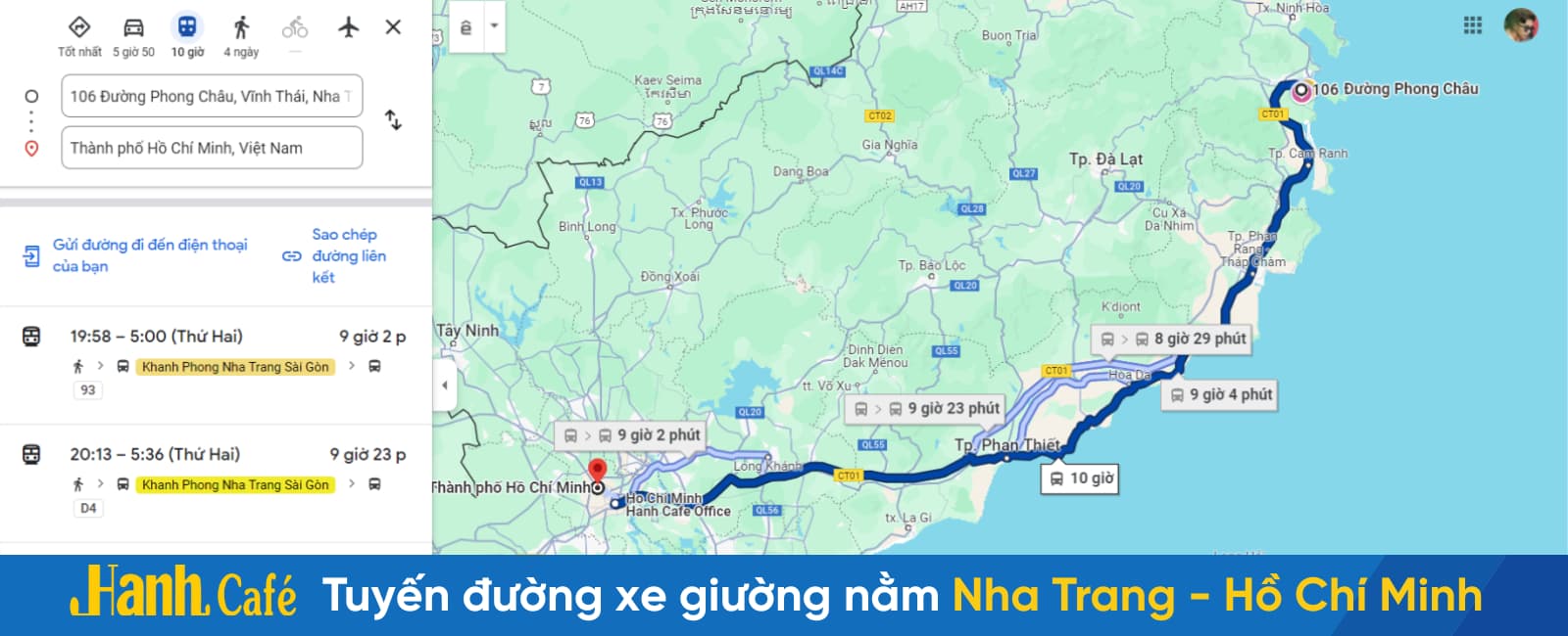 Tuyến đường cao tốc xe giường nằm Nha Trang Sài Gòn Hồ Chí Minh