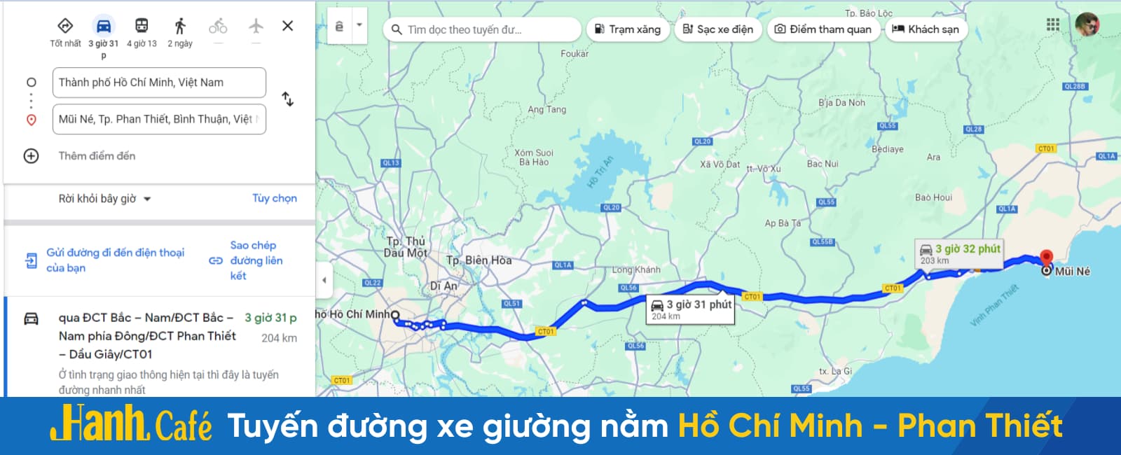 Tuyến đường cao tốc xe giường nằm Sài Gòn Hồ Chí Minh Phan Thiết