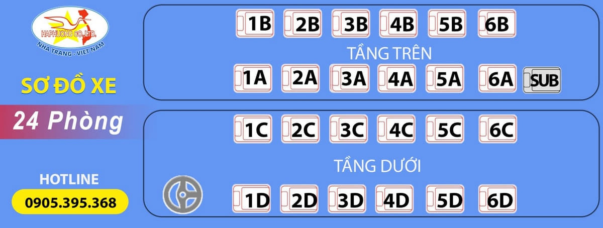 Sơ đồ xe 24 phòng Sài Gòn Mũi Né