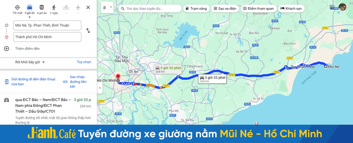 Tuyến đường cao tốc xe giường nằm Mũi Né Sài Gòn Hồ Chí Minh